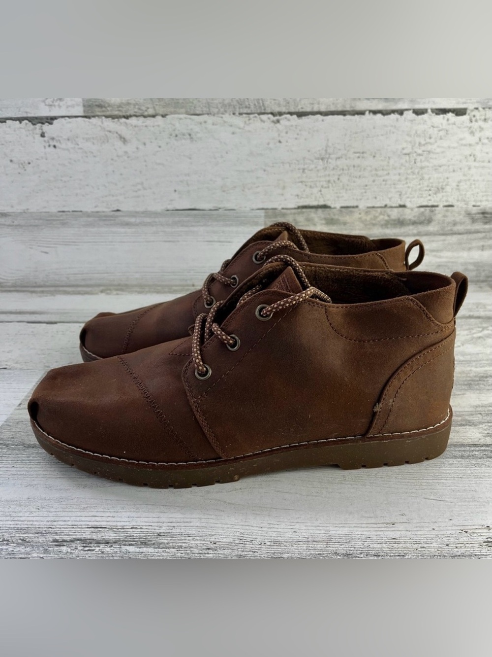 Skechers BOBS Chill Lugs Brown Faux Suede Chukka Ankle Boot Boys 5Y Womens 6.5